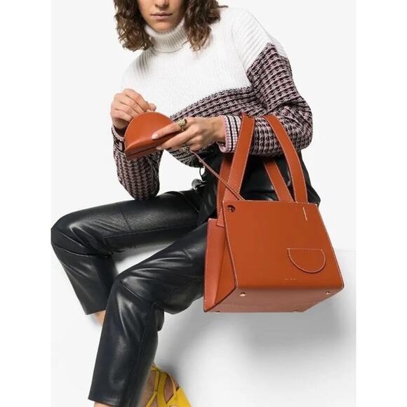 DANSE LENTE Margot Leather Tote Bag Sunset Orange